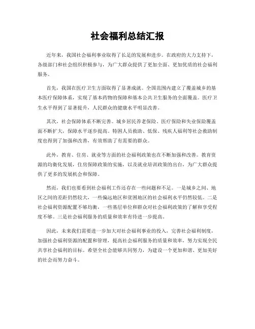 社会福利总结汇报