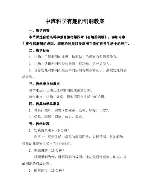 中班科学有趣的洞洞教案