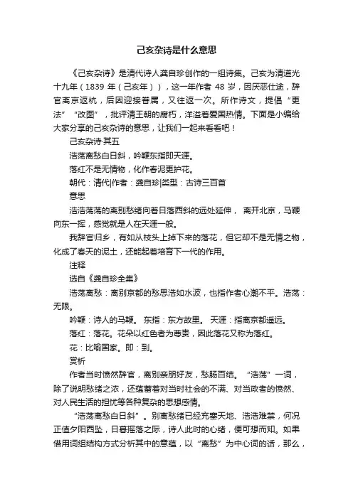 己亥杂诗是什么意思
