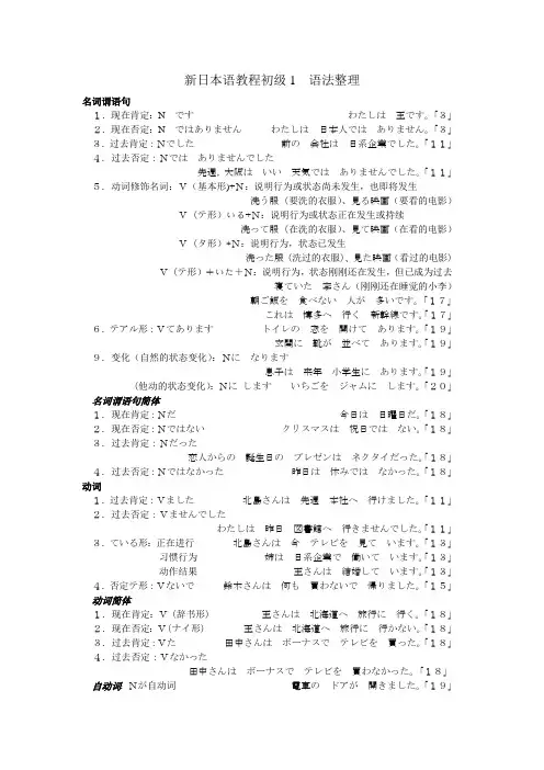 新日本语教程初级1  语法整理