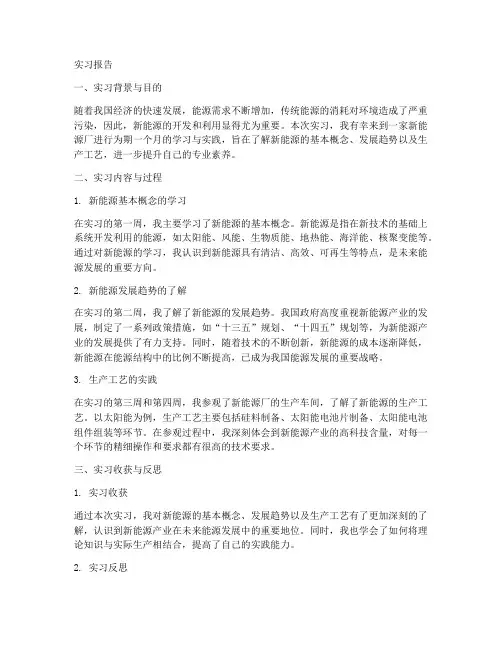 新能源厂实习报告