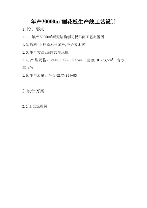 年产30000m3刨花板生产线工艺设计