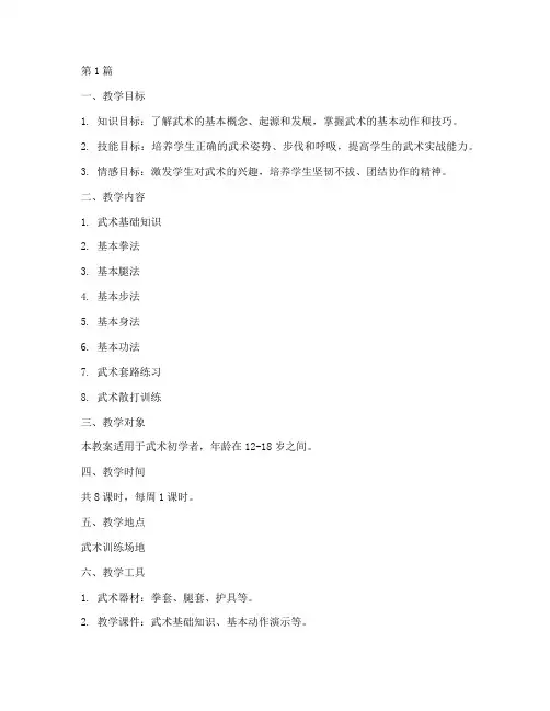 武术教学实践教案(3篇)