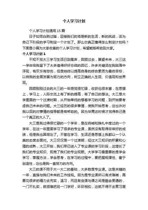 个人学习计划
