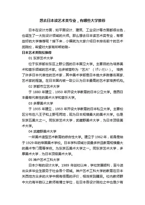 想去日本读艺术类专业，有哪些大学推荐