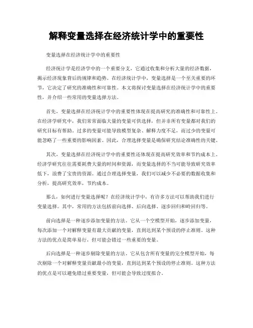 解释变量选择在经济统计学中的重要性