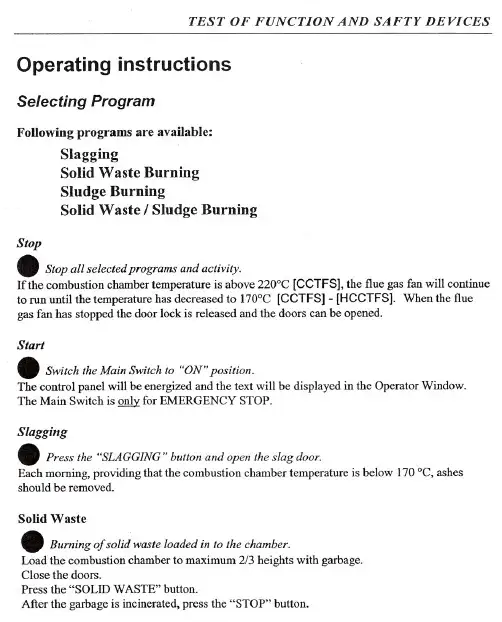 焚烧炉OPERATING INSTRUCTIONS & TROUBLE SHOOTING