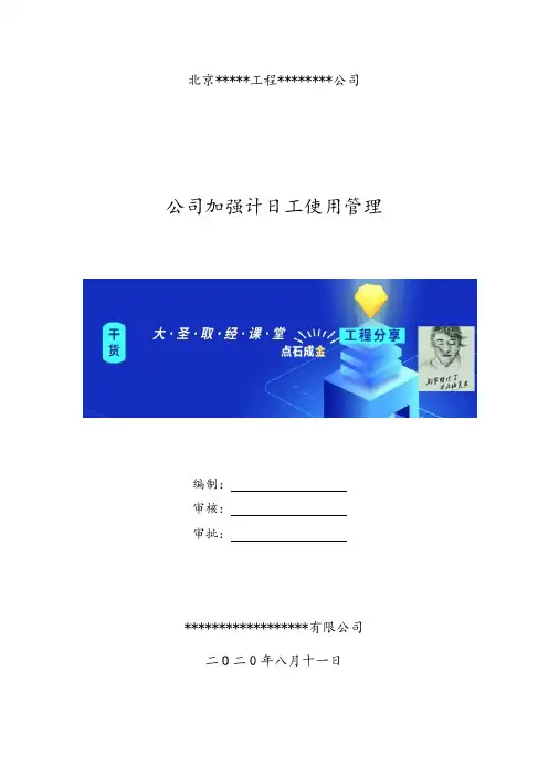 公司关于进一步加强计日工使用管理的办法