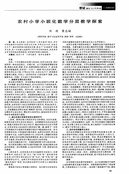 农村小学小班化数学分层教学探索