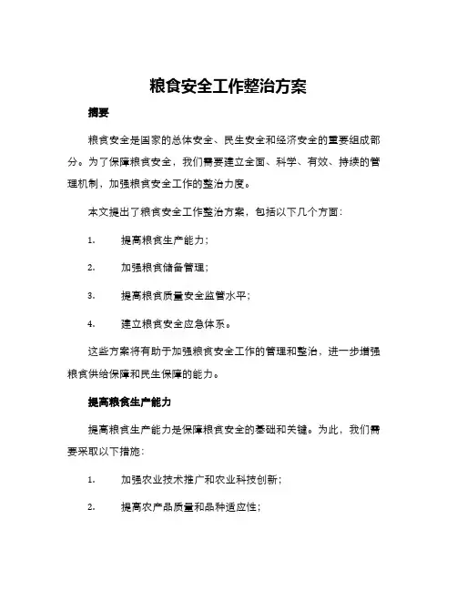 粮食安全工作整治方案