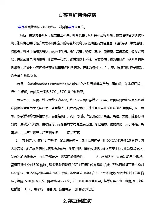 菜豆病虫害图谱及防治方式