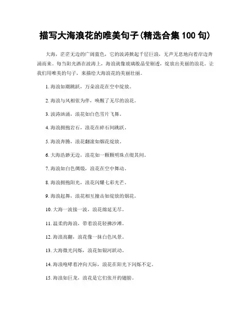 描写大海浪花的唯美句子(精选合集100句)