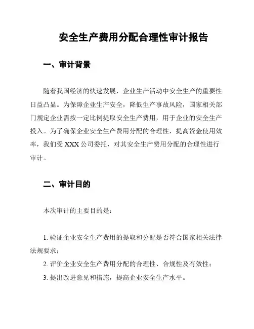 安全生产费用分配合理性审计报告