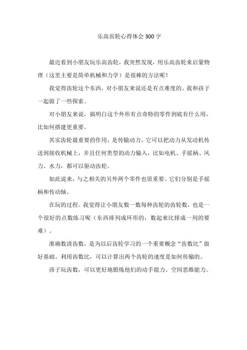 乐高齿轮心得体会300字