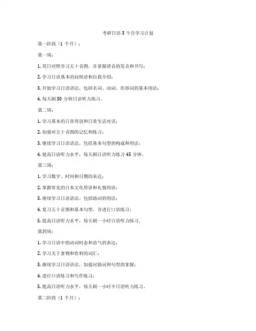 考研日语3个月学习计划
