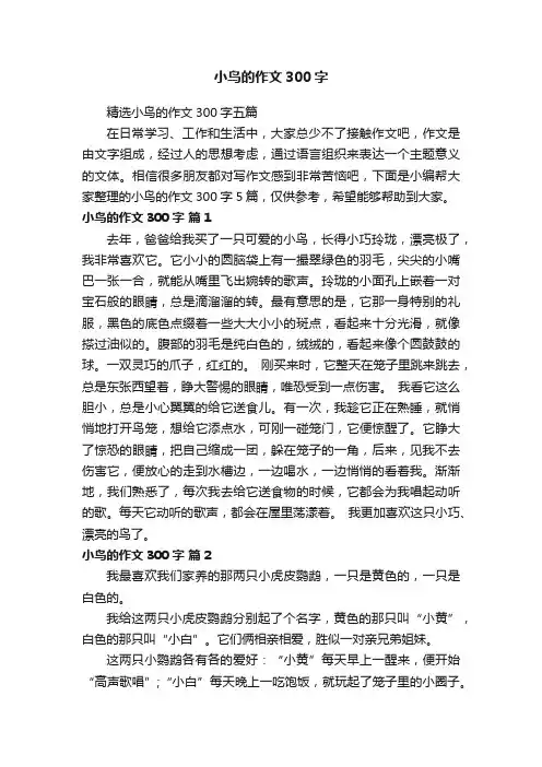 精选小鸟的作文300字五篇
