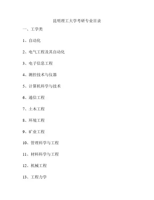 昆明理工大学考研专业目录