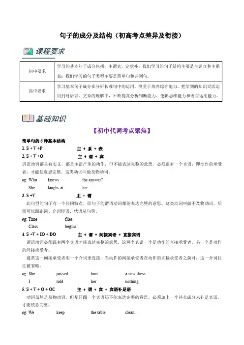 专题14.句子的成分及结构(初高考点差异及衔接)(原卷版)-2023年初升高英语无忧衔接