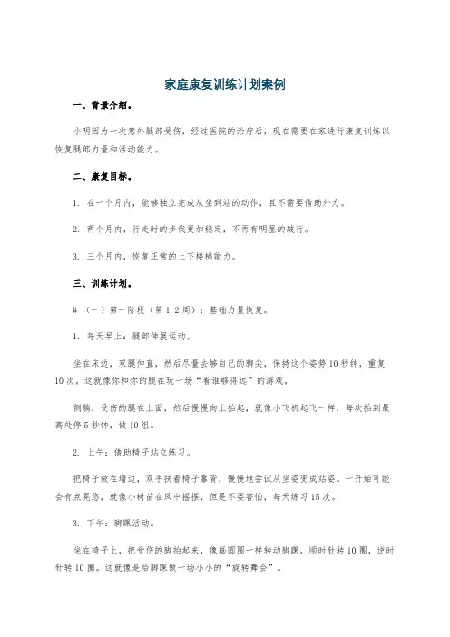 家庭康复训练计划案例