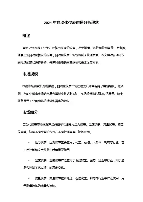 2024年自动化仪表市场分析现状
