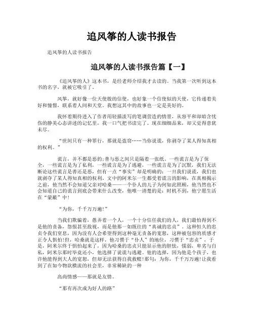 追风筝的人读书报告