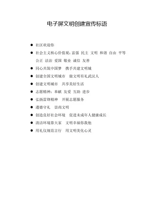 电子屏文明创建宣传标语