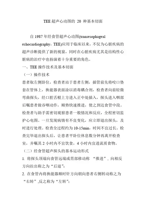 TEE超声心动图的 20 种基本切面
