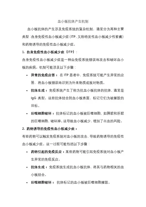 血小板抗体产生机制