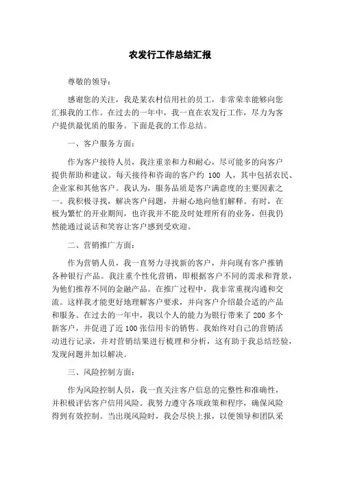 农发行工作总结汇报