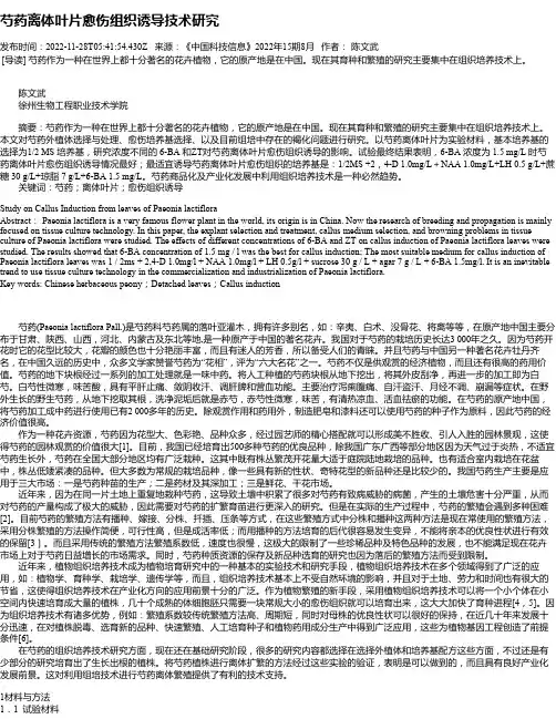 芍药离体叶片愈伤组织诱导技术研究