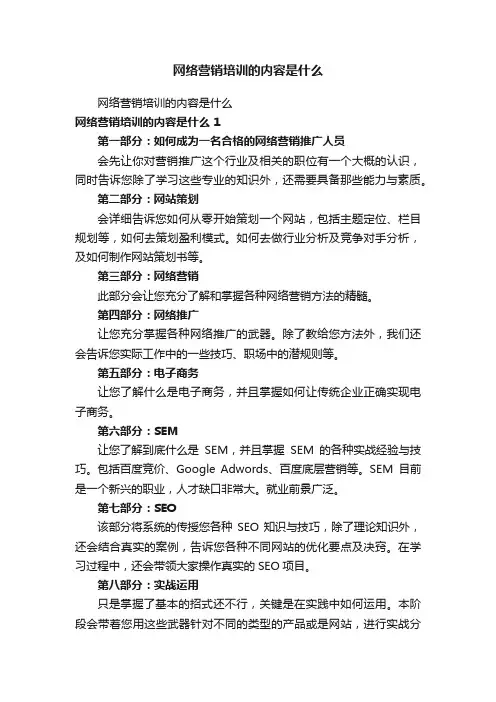 网络营销培训的内容是什么
