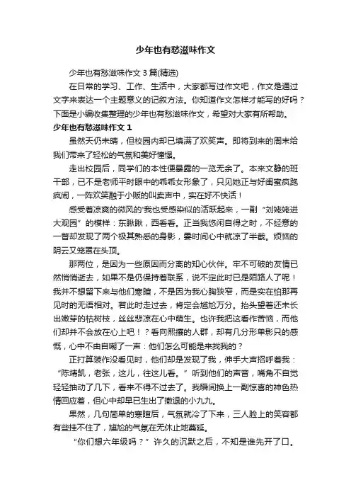 少年也有愁滋味作文