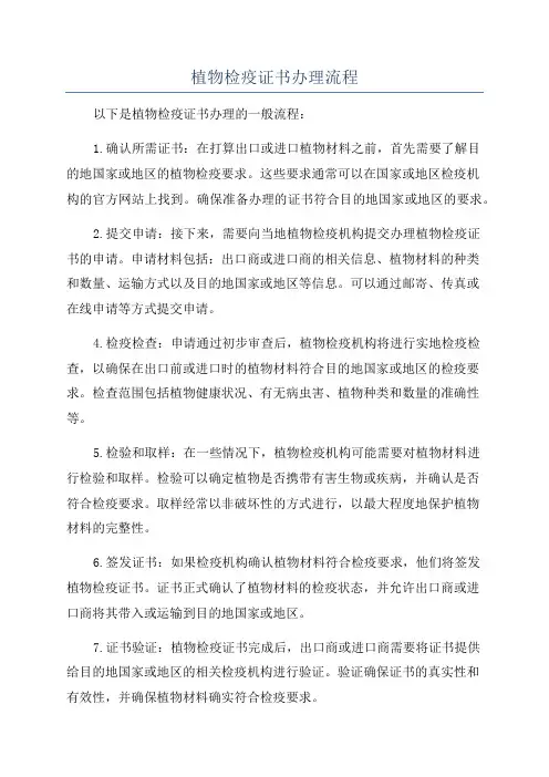 植物检疫证书办理流程