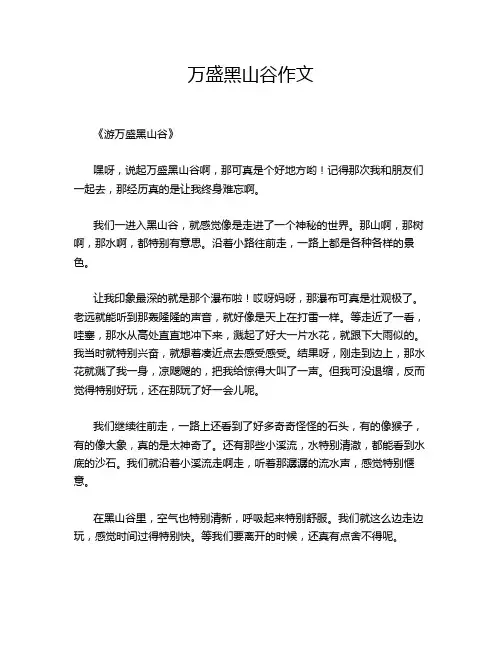 万盛黑山谷作文
