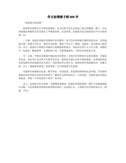 作文标准格子纸800字