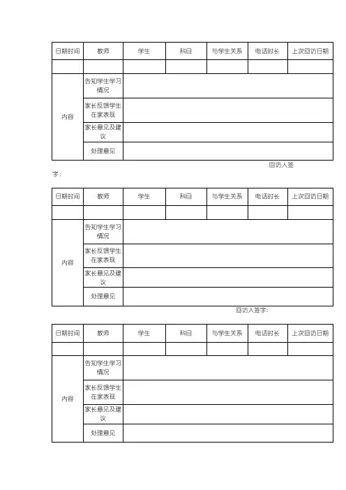 辅导机构家长回访表【可编辑范本】