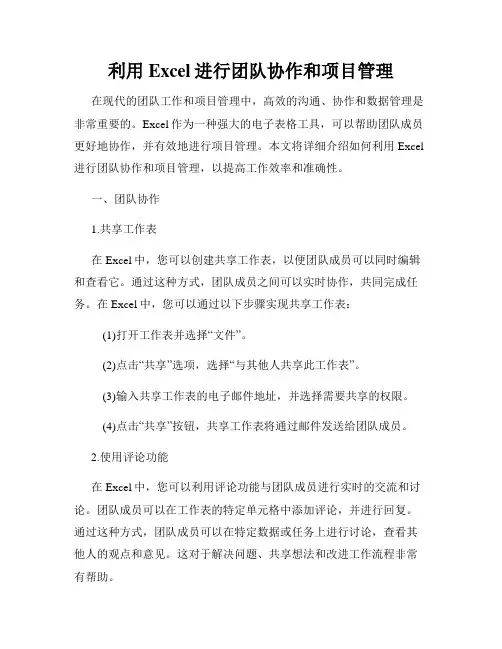 利用Excel进行团队协作和项目管理