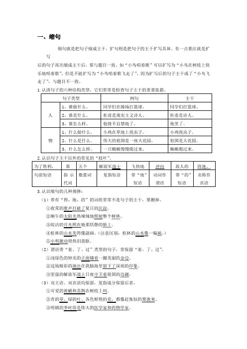缩句及病句(教案)
