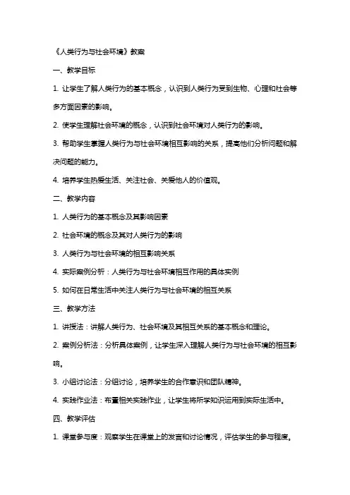 《人类行为与社会环境》教案