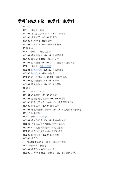 考研专业课学科分类-学科门类及下设一级学科二级学科