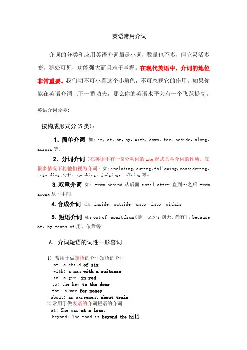 英语语法-介词用法及固定搭配