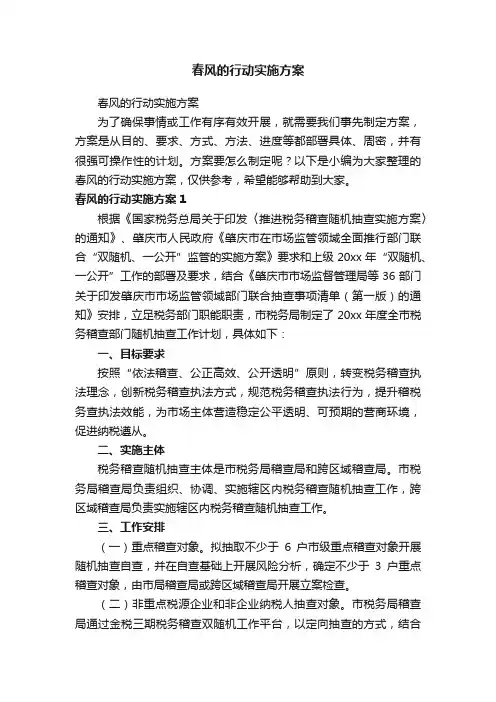 春风的行动实施方案