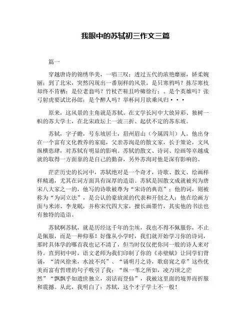 我眼中的苏轼初三作文三篇