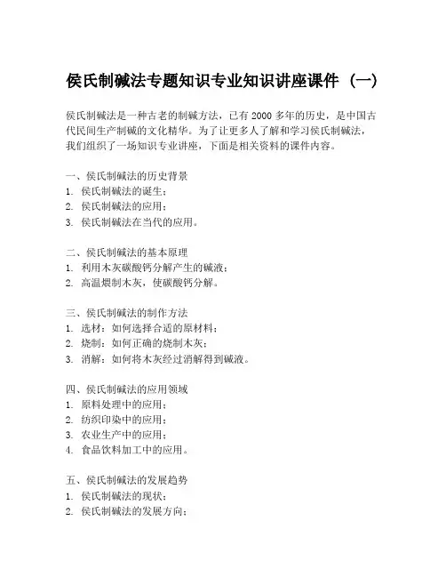 侯氏制碱法专题知识专业知识讲座课件 (一)