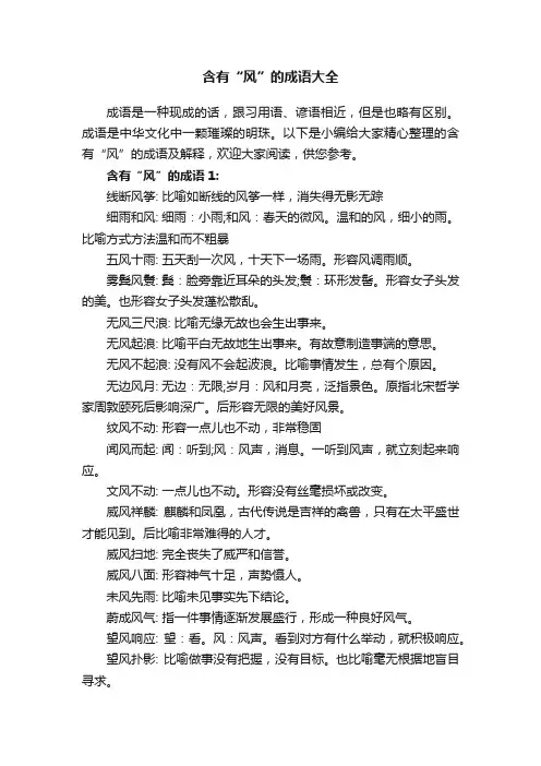 含有“风”的成语大全