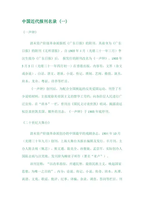 中国近代报刊名录