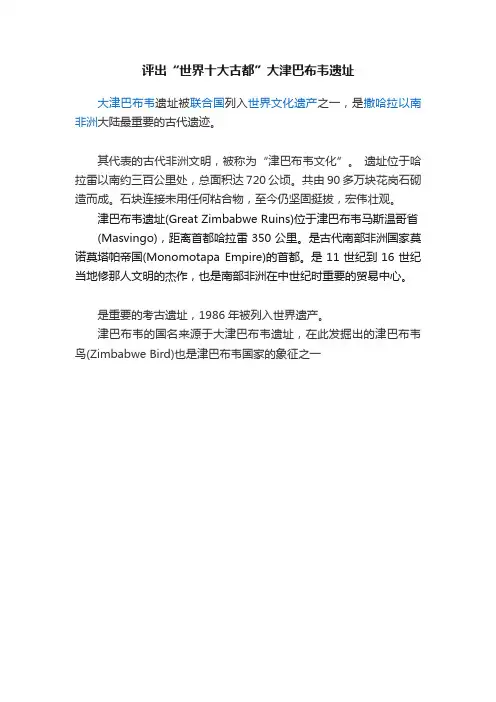 评出“世界十大古都”大津巴布韦遗址