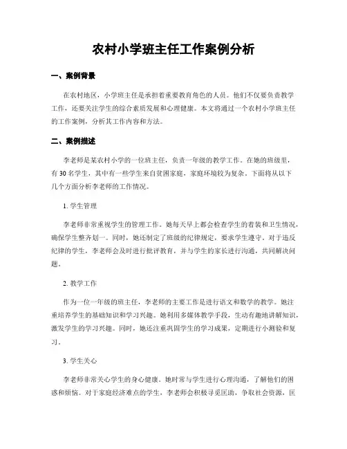 农村小学班主任工作案例分析