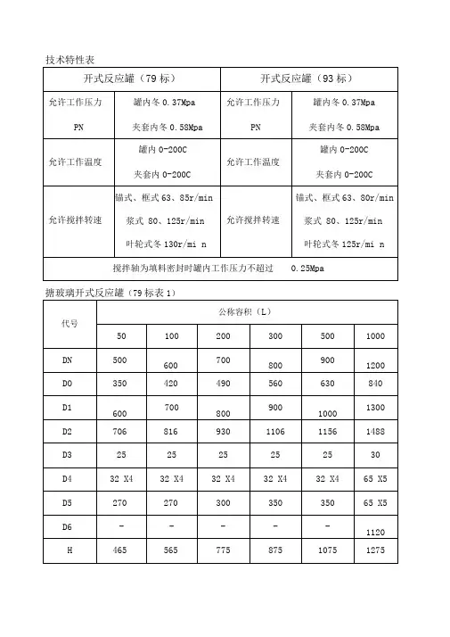 标搪瓷反应釜尺寸规格与标搪瓷反应釜尺寸规格