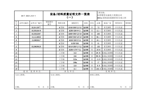 CL001设备、材料质量证明文件一览表--7.5